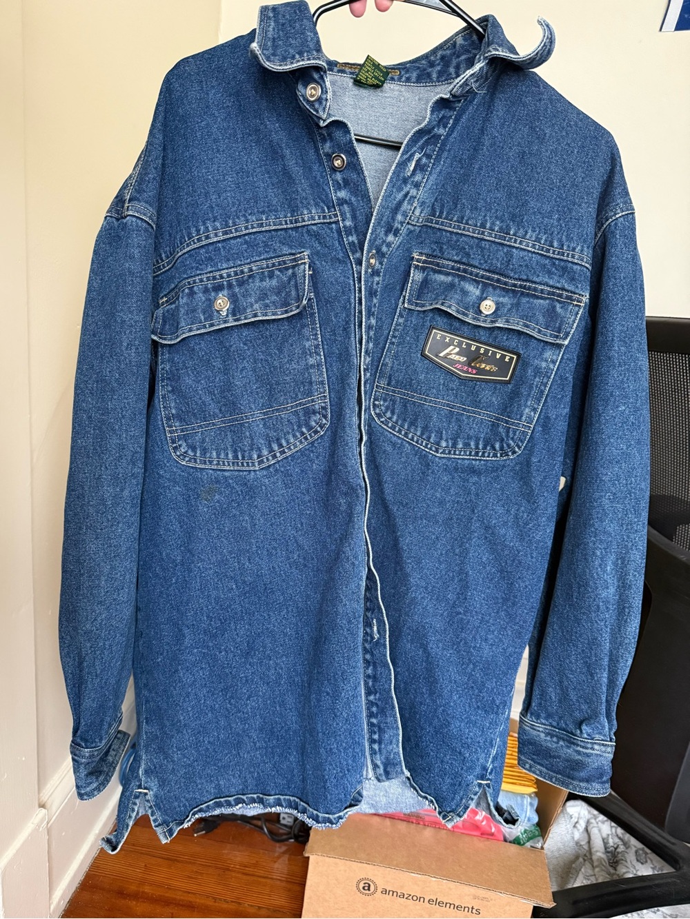 Y2K Paco Club Jeans denim jacket with patch/ men’s large